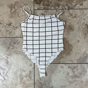 SHEIN Black and White Grid Bodysuit
